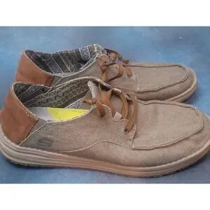 SKECHERS Men\'s Relax Fit Melson-Planon Taupe Canvas Lace Up Shoes - Size 7.5 Relaxed Fit: Melson - Planon | SKECHERS Ireland main image 2